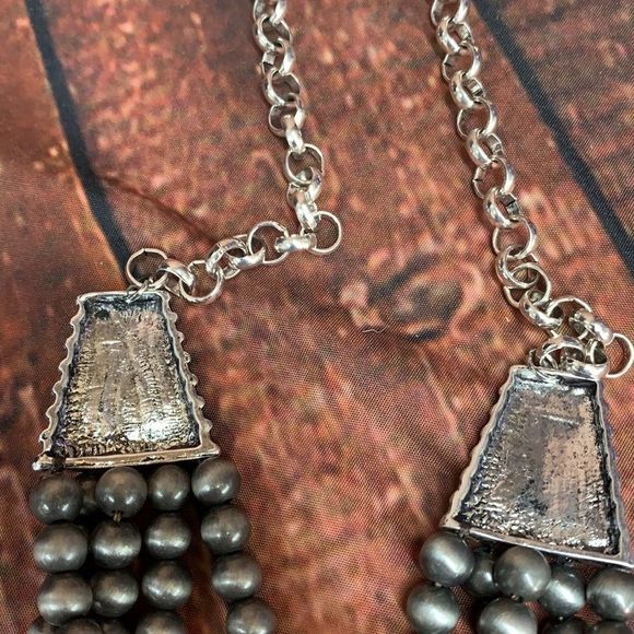 Silver and Turquoise Squash Blossom Necklace NWT - Picture 9 of 9